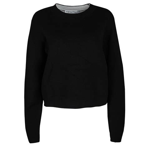 dior women's black cashmere j'adior 8 crewneck cropped sweater|Dior knitted sweaters.